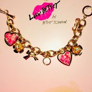 Betsey Johnson Heart and Rose Bracelet